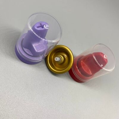 Válvula de alumínio invertida para mousse capilar com distribuição de 360 graus e compatibilidade com sacos na válvula