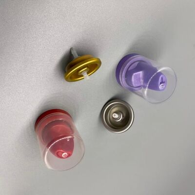 Válvula de distribuição de aerossóis premium com diâmetro de taça de 25,4 mm, cor do atuador personalizável e mola de aço inoxidável para mousse capilar
